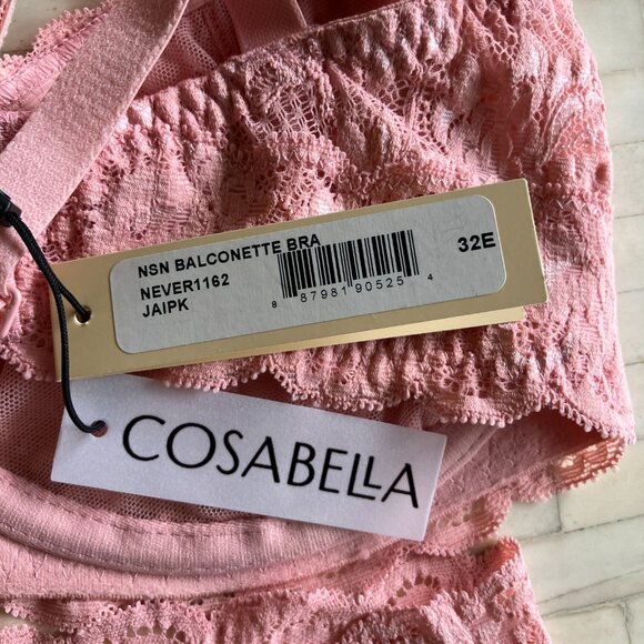 NWT Cosabella Set: Never Say Never Balconette Bra 32DD/32E & Panty S/M in Pink - Picture 10 of 10